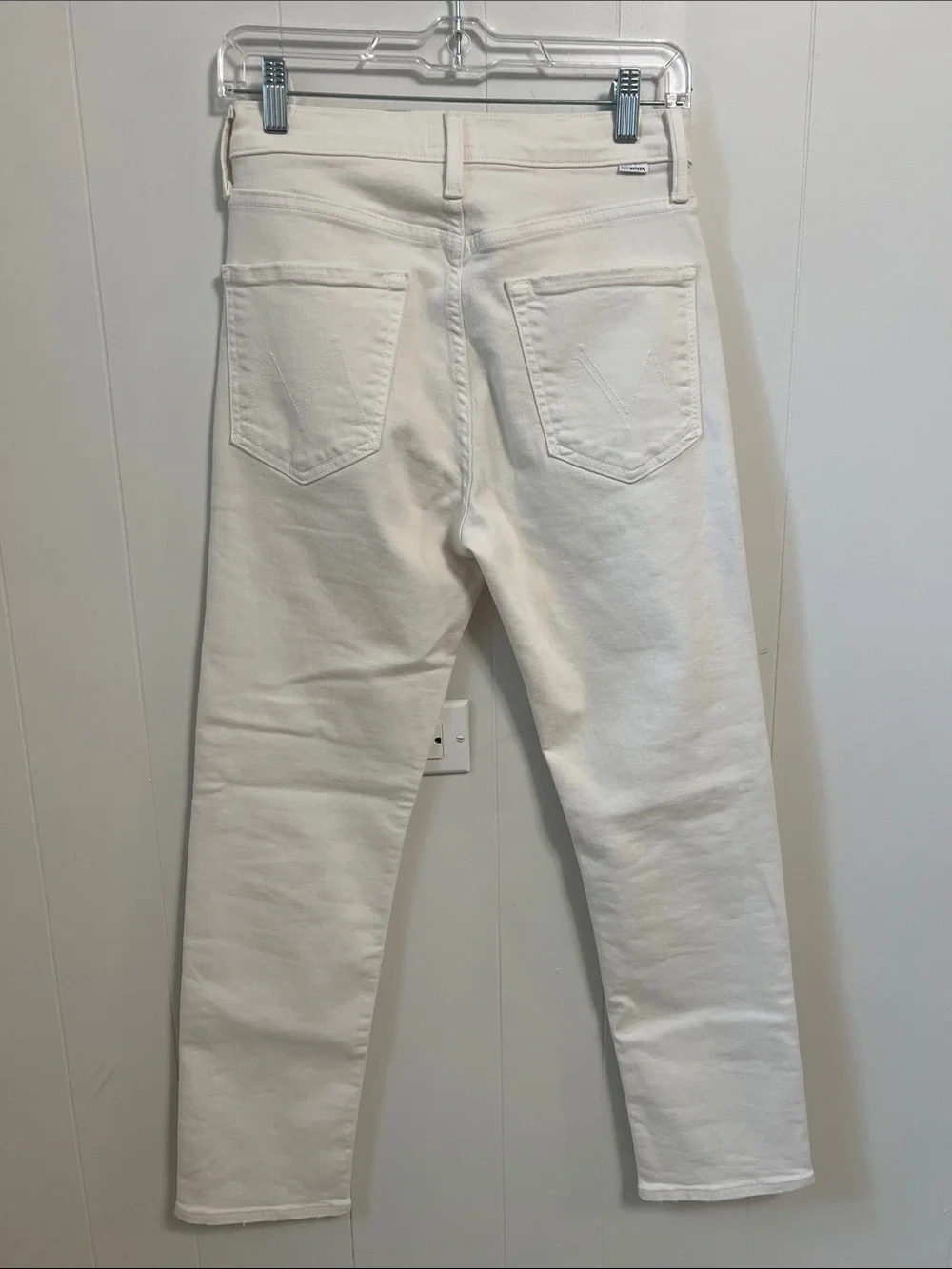 MOTHER The Tomcat Ankle Cream Puffs High Rise Straight Leg Jean Off White 27